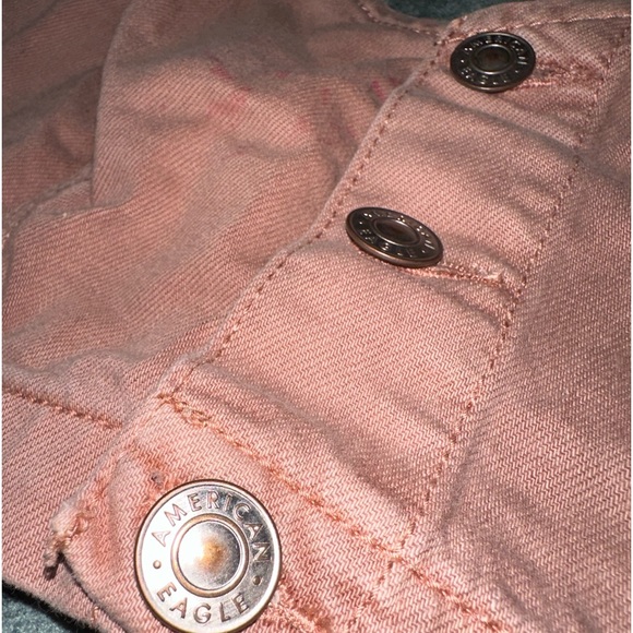 American Eagle Pink Buttoned Down Denim Cropped Tank Top - Picture 8 of 10